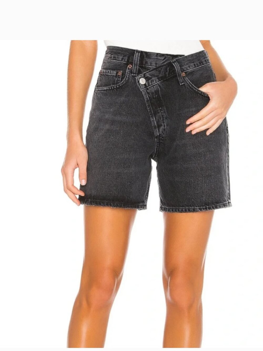 AGOLDE Criss Cross Shorts in Black Denim Size 27
